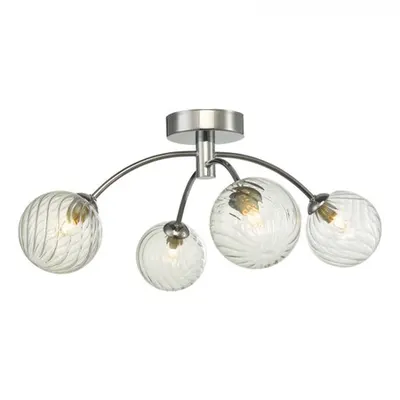 Plafoniera Izzy 4 Light Semi Flush Polished Chrome Twisted Glass