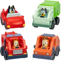 Mașinuță cu figurina Moose Bluey - Mini Racers, Bluey, Bingo, Bandit și Chili, sortiment