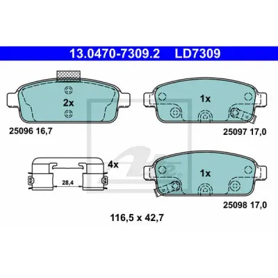 Set placute frana, frana disc ATE 13.0470-7309.2