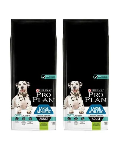 PURINA PRO PLAN Large Athletic Adult Sensitive Digestion OptiDigest hrana uscata caini adulti talie mare cu probleme digestive, cu miel 28 kg (2 x 14 kg)