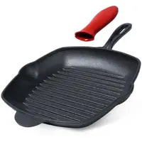 Tigaie Patrata Grill din Fonta, 28 x 28 cm, Neagra, Vilde