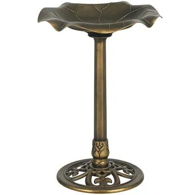 Outsunny Bain d'oiseaux Abreuvoir, mangeoire pour Oiseaux bassin forme frunză de lotus, dim. Ø 50 x 71H cm polipropilenă Bronz | Aosom Romania