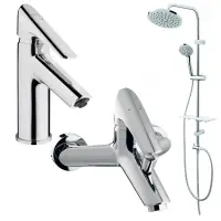 Set baterii 3 in 1 pentru lavoar, cada si coloana dus, economie apa, Ferro, Verdeline Cassino