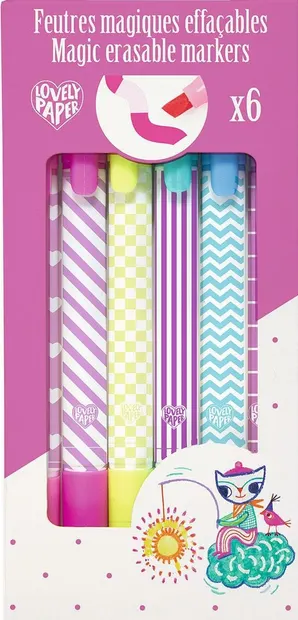Markere magice ștergabile Djeco Lovely Paper - 6 buc