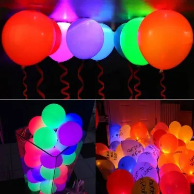 Baloane multicolore cu LED, diametru 30 cm, latex, set 5 bucati