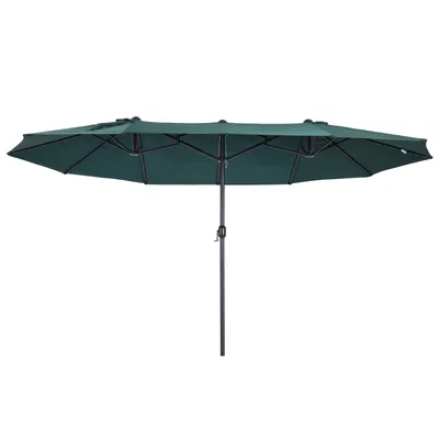 Outsunny Umbrelă Dublă de Grădină, Protecție UV, Manivelă pentru Deschidere, 460x270x240 cm, Verde | Aosom Romania