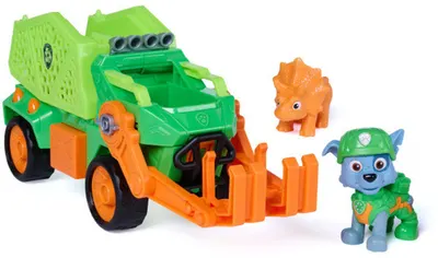 Set de joacă Spin Master Paw Patrol - The Dino Movie, vehiculul lui Rocky cu dinozaur