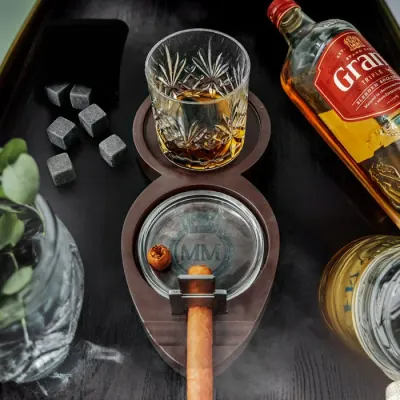 Set Cadou Gentleman cu Tava pentru Whisky si Trabuc