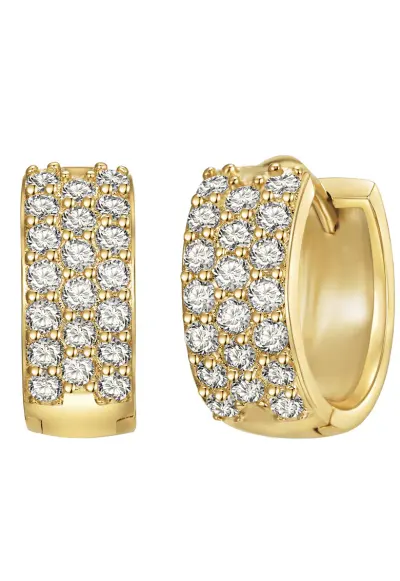Cercei placati cu aur de 14K si decorati cu zirconia - Auriu