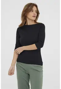 Bluza din amestec de modal cu maneci 3/4 - Negru