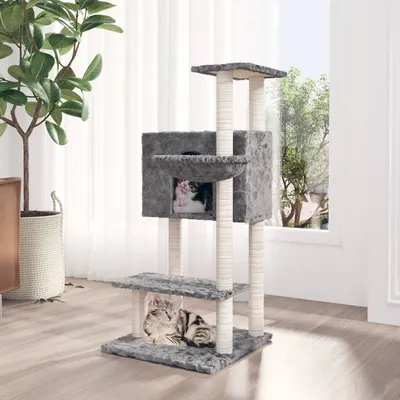 vidaXL Ansamblu pisici, stâlpi din funie sisal, gri deschis, 108,5 cm