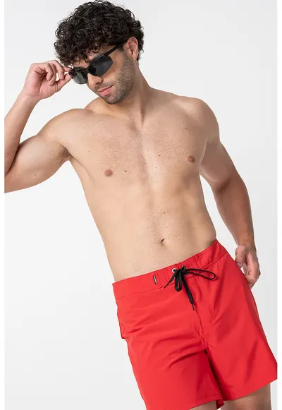 Pantaloni scurti de baie cu talie ajustabila - Rosu vermillion