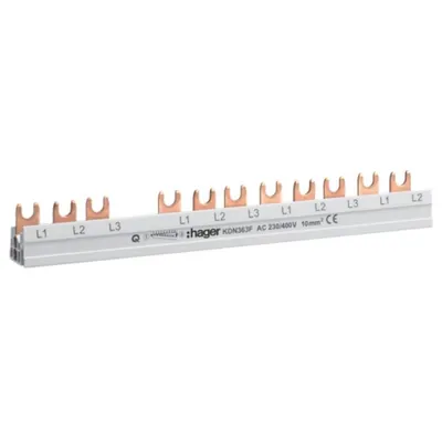 Pieptene ( busbar ) tripolar 3P 12M 63A FURCA 10MMP Hager KDN363F