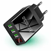 Incarcator Retea Timebox, 3 Porturi, 15W, 3 x USB, LED Voltaj, Negru - Default Title