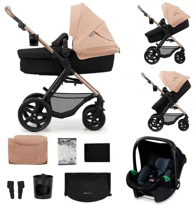 Cărucior combinat 3 în 1 pentru bebeluși KinderKraft - Moov 2, Sand Beige