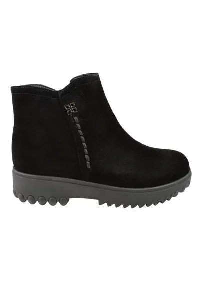 Ghete casual - dama - B09008-01 negru - piele intoarsa - Negru