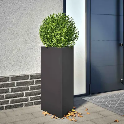 vidaXL Jardiniere grădină 2 buc., negru, 40x34,5x75 cm, oțel, triunghi
