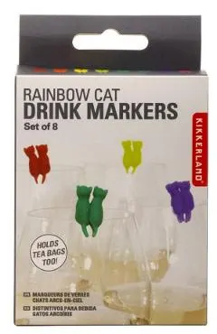 Set 8 accesorii pahar: Rainbow Cat