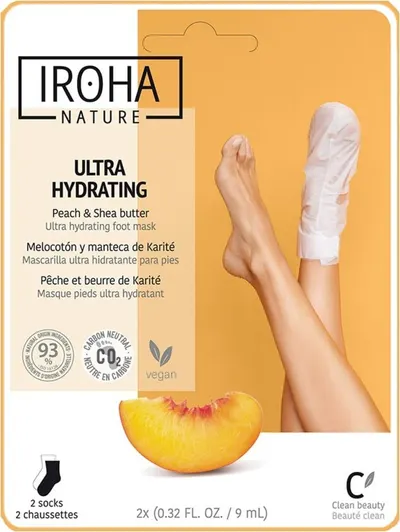 Iroha Nature Mască hrănitoare pentru picioare cu piersici, 1 pereche