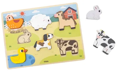 Puzzle în relief Viga Toys - Fermă