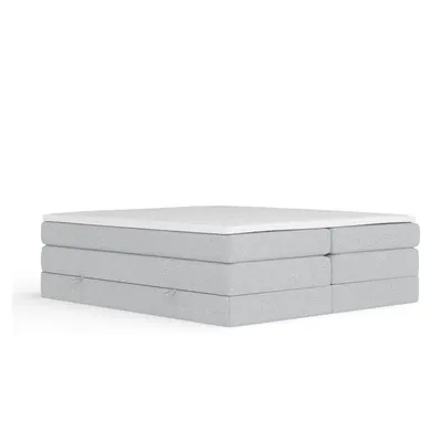 Pat boxspring gri deschis cu spațiu de depozitare/fără tăblie 160x200 cm Juniper – Maison de Rêve