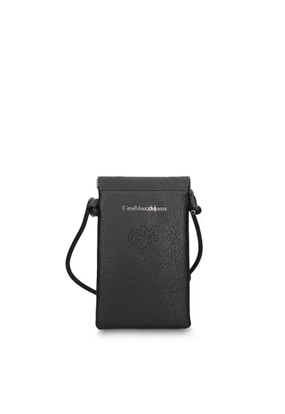 Geanta de piele ecologica cu logo pentru telefon Celestia Nova - Negru