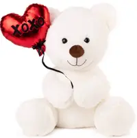 Jucărie de pluș Amek Toys - Urs alb cu inimă, 22 cm