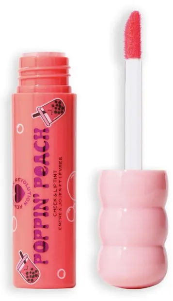 I Heart Revolution Tint pentru buze și pomeți Bubble Tea, Poppin' Peach, 1.8 ml