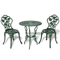 Gossi set mobilier de bistro, 3 piese, verde, aluminiu turnat