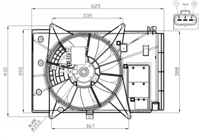 Ventilator radiator (cu carcasa) potrivit MAZDA 6, CX-3 2.0 2.2D 12.12