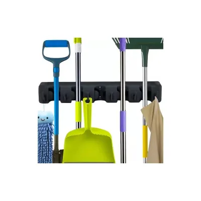 Suport scule perete, 6 carlige pliabile, 5 suporturi reglabile, universal, negru