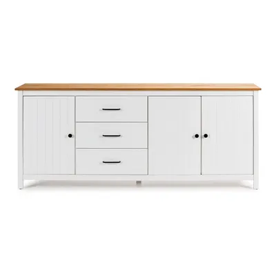 Comodă albă joasă din lemn de pin 190x80 cm Miranda – Marckeric