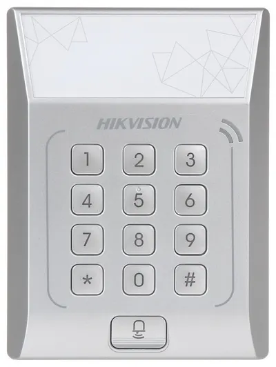 Cititor standalone cu tastatura si card de proximitate Hikvision, DS- K1T801M suporta cartele MIFARE, Capacitate 3000 cartele, A