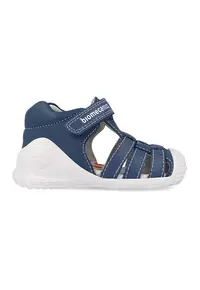 Sandale fisherman din piele cu velcro - Alb optic/Albastru petrol
