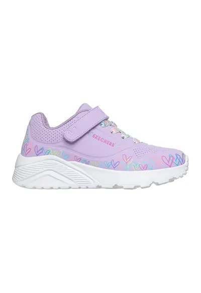 Pantofi sport Uno Lite- Heart Craze de piele ecologica cu model cu inimi - Verde/Violet deschis/Roz
