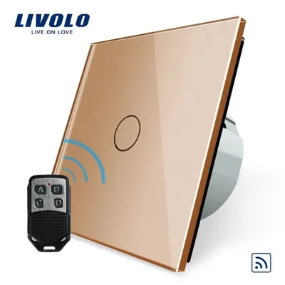 Intrerupator simplu, wireless RF + telecomanda tip breloc Auriu