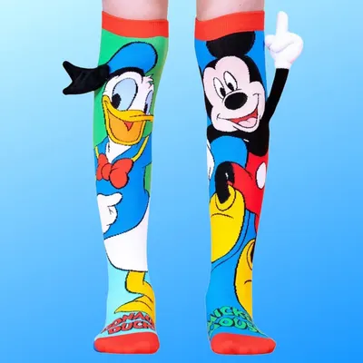 Șosete lungi colorate Madmia unisex fantasy Donald Duck și Mickey 6-99 ani
