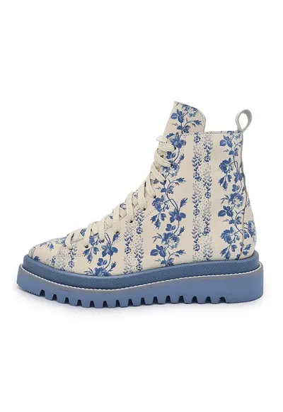 Ghete de piele Rosy - Bej/Albastru lavanda