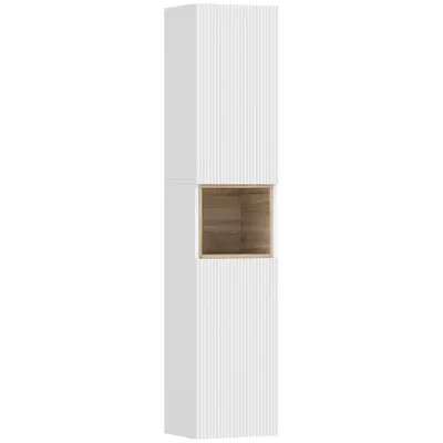 HOMCOM Mobilier de Baie cu 2 Uși, Rafturi Reglabile și Spațiu Deschis, Lemn, 30x24x140 cm, Alb | Aosom Romania