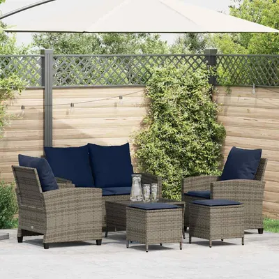 Gossi set mobilier gradina cu perne, 6 piese, gri, poliratan