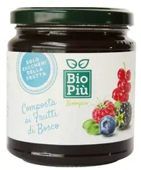 Dulceață de fructe de pădure bio, fără zahăr, 320 g, Bio Piu