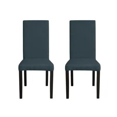 Set 2 scaune living TEO, picioare lemn wenge, stofa albastru, 46x60x98 cm