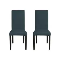 Set 2 scaune living TEO, picioare lemn wenge, stofa albastru, 46x60x98 cm