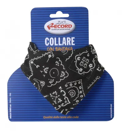 Zgarda nylon cu bandana, neagra, reglabila, 48-73 cm x 2.5 cm
