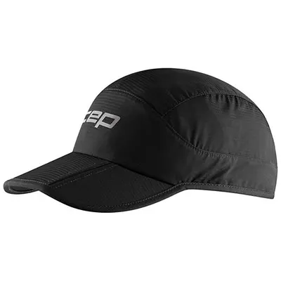 Șapcă pliabilă alergare CEP Run - negru | protecție UV și ventilație