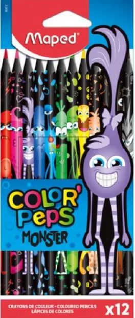 Creioane colorate Maped Color Peps - Monster, 12 culori