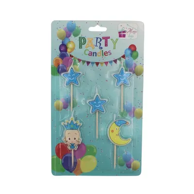 Set 5 lumânări bebeluș lună blue