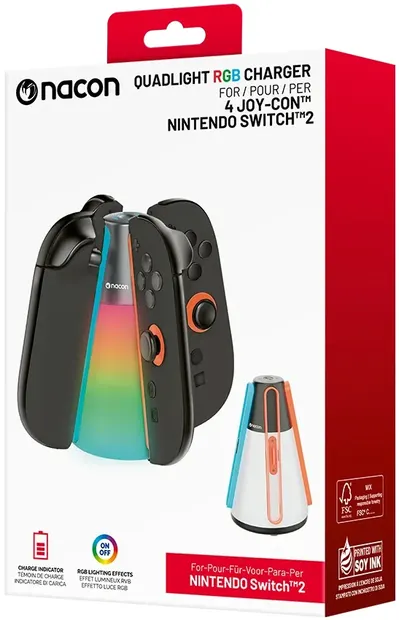 Stație de încărcare Nacon - Quadlight RGB Charger for 4 Joy-Con (Nintendo Switch 2)