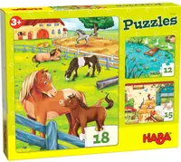 Puzzle pentru copii Haba - Animalele din ferma, 3 bucati
