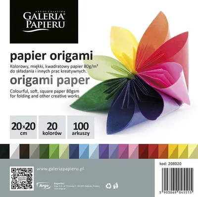 Hârtie pentru origami Galeria Papieru - 20 x 20 cm, 20 culori x 5 foi